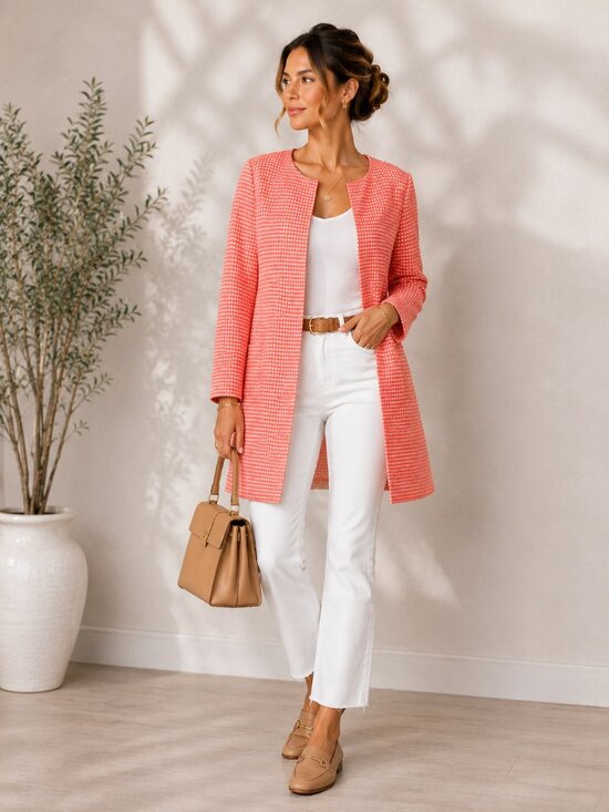 Halogen Jackets & Blazers - Halogen Coral Dot Print Open Front Coat Small NWOT